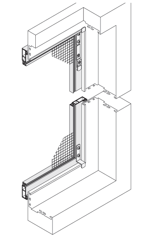 Spannrahmen SP2/1 mit gefederten Einhängewinkeln für Kunststofffenster.