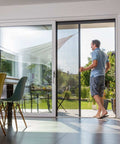 Plissee PL25 insect protection installed on patio sliding doors.